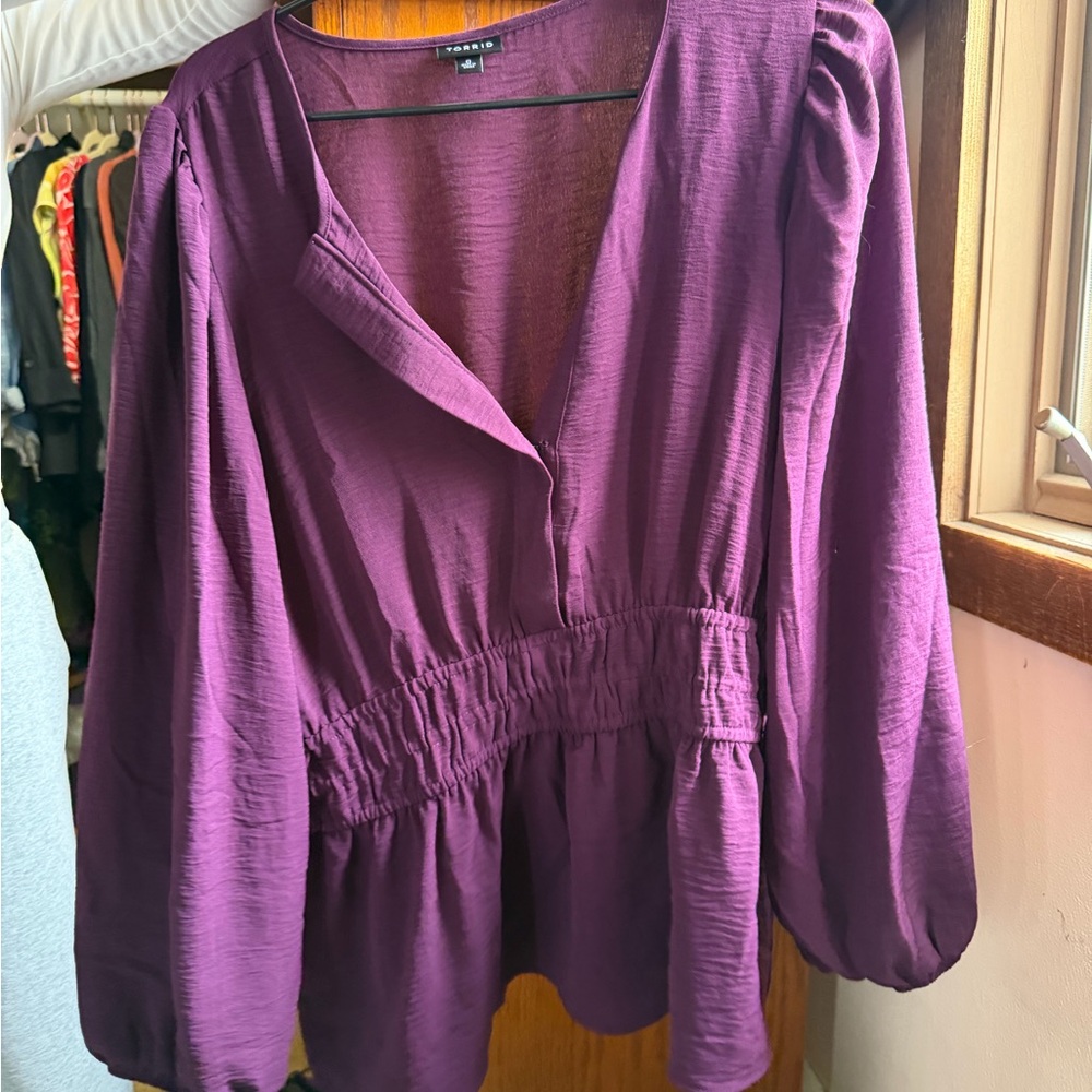 Torrid Rich Purple Long Sleeve Blouse